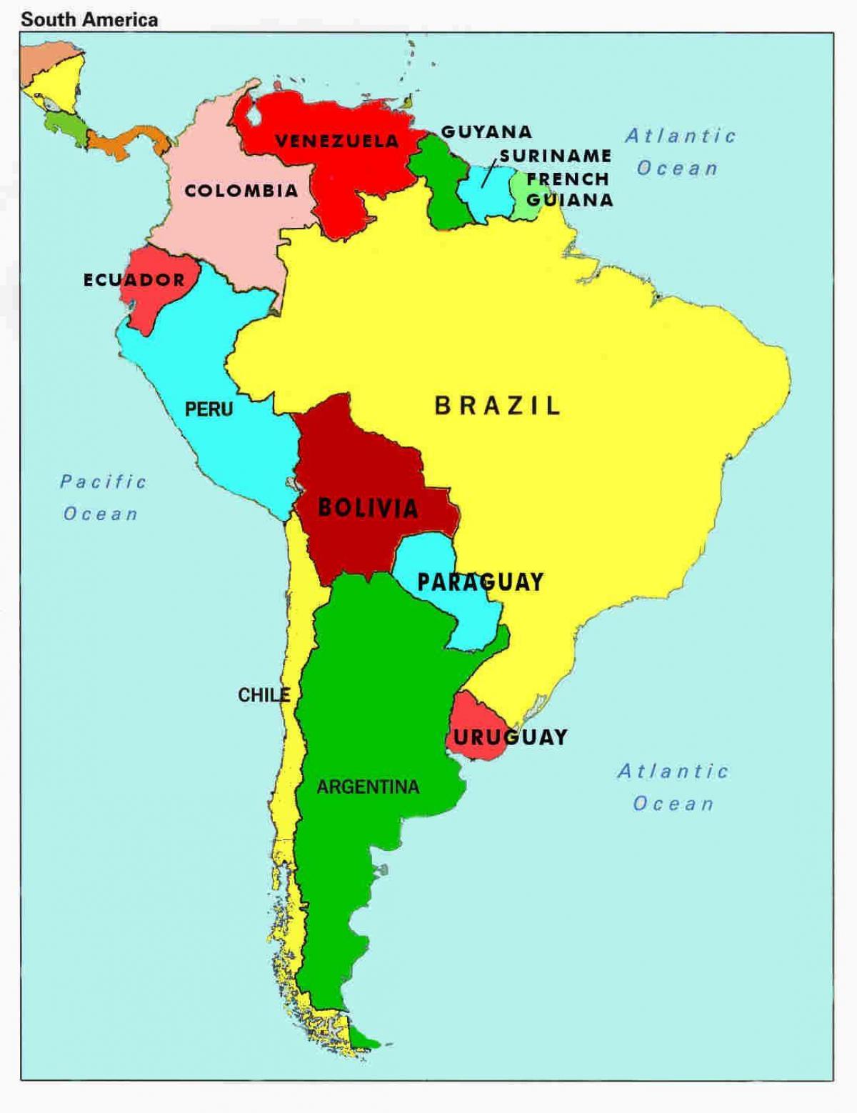 خريطة فنزويلا والدول المحيطة
