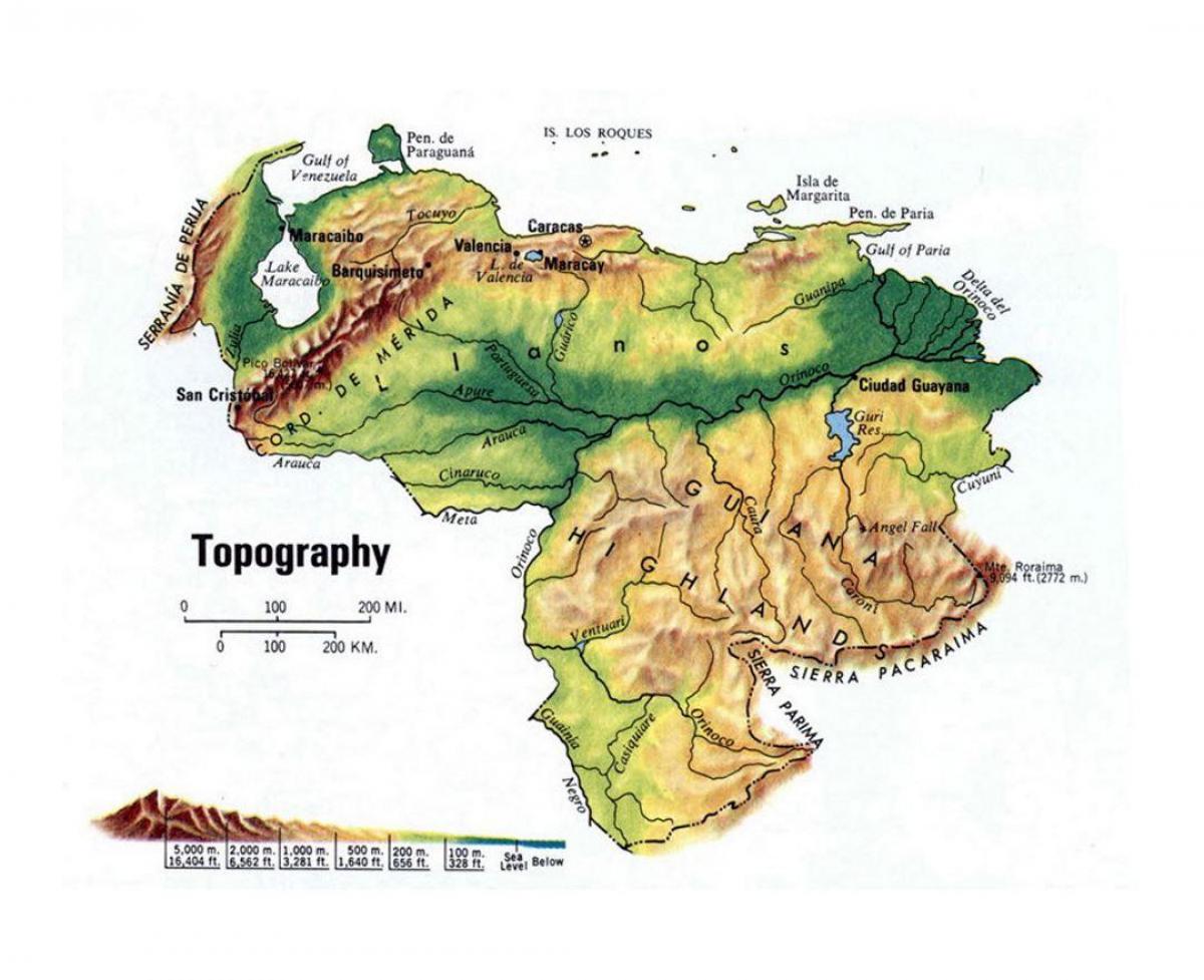 الخريطة الطبوغرافية فنزويلا